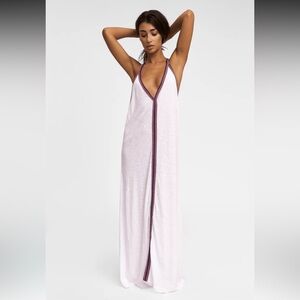 Pitusa White Maxi Coverup with Blue Accents